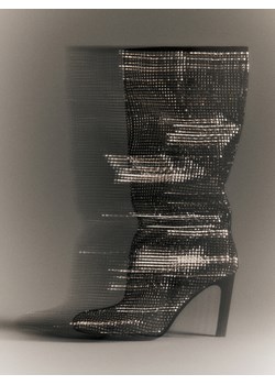 Reserved - Kozaki z błyszczącymi aplikacjami - srebrny ze sklepu Reserved w kategorii Kozaki damskie - zdjęcie 187611049