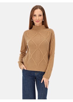 Camelowy półgolf damski z ozdobnym wzorem L’AF Molly ze sklepu Eye For Fashion w kategorii Swetry damskie - zdjęcie 187612195