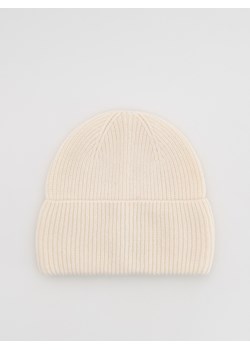 Reserved - Wełniana czapka z dodatkiem kaszmiru - kremowy ze sklepu Reserved w kategorii Czapki zimowe damskie - zdjęcie 187612576
