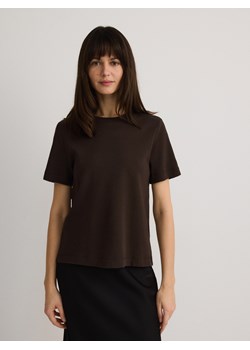 Reserved - T-shirt z bawełny merceryzowanej - brązowy ze sklepu Reserved w kategorii Bluzki damskie - zdjęcie 187614067