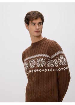 Reserved - Sweter z warkoczowym splotem - brązowy ze sklepu Reserved w kategorii Swetry męskie - zdjęcie 187614339