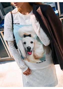 Sinsay - Bawełniana koszulka z nadrukiem - kremowy ze sklepu Sinsay w kategorii Bluzki damskie - zdjęcie 187615355