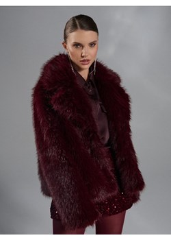 Sinsay - Płaszcz z imitacji futra - bordowy ze sklepu Sinsay w kategorii Płaszcze damskie - zdjęcie 187615437