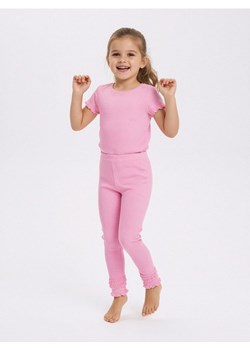 Sinsay - Prążkowane legginsy z falbankami - różowy ze sklepu Sinsay w kategorii Spodnie dziewczęce - zdjęcie 187615438