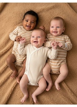 Sinsay - Bawełniane body w paski 3 pack - kremowy ze sklepu Sinsay w kategorii Odzież dla niemowląt - zdjęcie 187615536