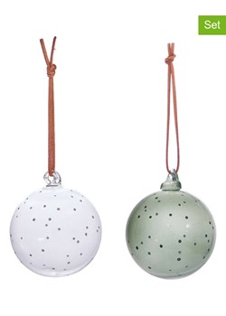 OYOY living design Bombki (2 szt.) w kolorze białym i zielonym - Ø 7 cm ze sklepu Limango Polska w kategorii Dekoracje bożonarodzeniowe - zdjęcie 187617475