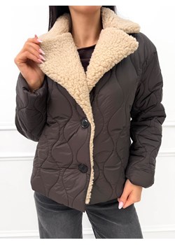 Czekoladowa Pikowana Kurtka z Misiem ze sklepu ModnaKiecka.pl w kategorii Kurtki damskie - zdjęcie 187618648