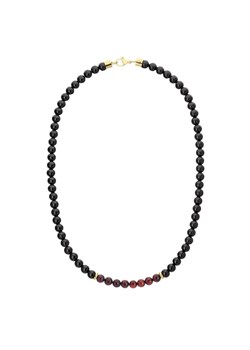 Naszyjnik męski z koniakowym bursztynem i czarnym turmalinem naturalne kamienie ze sklepu manoki.pl w kategorii Naszyjniki męskie - zdjęcie 187618839