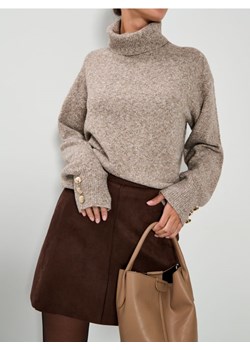 Sinsay - Golf ze zdrobieniami na rękawach - brązowy ze sklepu Sinsay w kategorii Swetry damskie - zdjęcie 187619555
