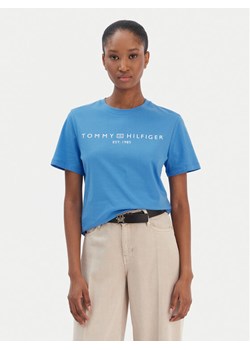 Tommy Hilfiger T-Shirt Logo WW0WW40276 Niebieski Regular Fit ze sklepu MODIVO w kategorii Bluzki damskie - zdjęcie 187620566
