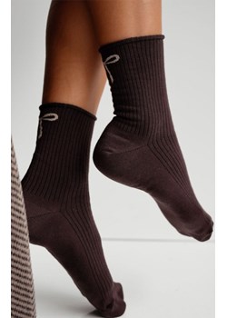 Skarpetki damskie bezuciskowe z kokardką brązowe 0200.193, Kolor brązowy, Rozmiar 37-41, Milena ze sklepu Intymna w kategorii Skarpetki damskie - zdjęcie 187621565
