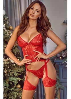 Obsessive czerwony gorset i stringi Belovya, Kolor czerwony, Rozmiar XS/S, Obsessive ze sklepu Intymna w kategorii Komplety bielizny damskiej - zdjęcie 187621596