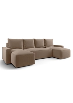 Beżowy sztruksowy narożnik rozkładany z pojemnikiem W6-N88 ze sklepu Edinos.pl w kategorii Narożniki - zdjęcie 187621699