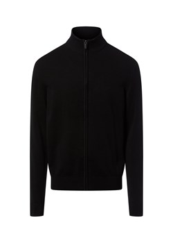 Nils Sundström Męski kardigan Mężczyźni Bawełna czarny jednolity ze sklepu vangraaf w kategorii Swetry męskie - zdjęcie 187623209
