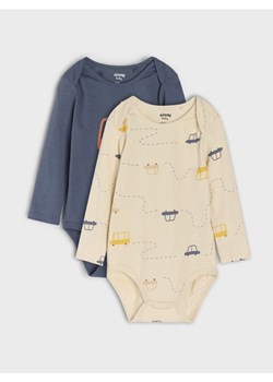 Sinsay - Bawełniane body z nadrukiem 2 pack - niebieski ze sklepu Sinsay w kategorii Body niemowlęce - zdjęcie 187623595