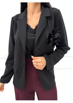 Czarna Marynarka z Ozdobną Broszką ze sklepu ModnaKiecka.pl w kategorii Marynarki damskie - zdjęcie 187623726