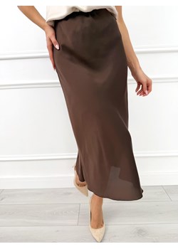 Brązowa Satynowa Spódnica Midi ze sklepu ModnaKiecka.pl w kategorii Spódnice - zdjęcie 187623736