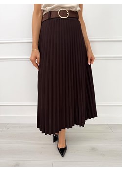 Czekoladowa Plisowana Spódnica Midi ze sklepu ModnaKiecka.pl w kategorii Spódnice - zdjęcie 187623777