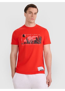 Męski t-shirt z nadrukiem 4F 4FRAW25TTSHM3298 - czerwony ze sklepu Sportstylestory.com w kategorii T-shirty męskie - zdjęcie 187623949