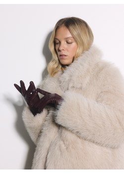 Reserved - Skórzane rękawiczki - bordowy ze sklepu Reserved w kategorii Rękawiczki damskie - zdjęcie 187625185