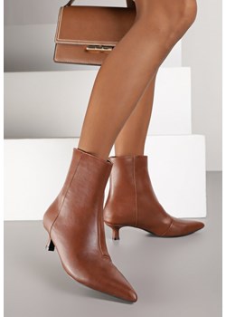 Brązowe Botki Vices na Obcasie Typu Kaczuszka Falessia ze sklepu born2be.pl w kategorii Botki - zdjęcie 187625315