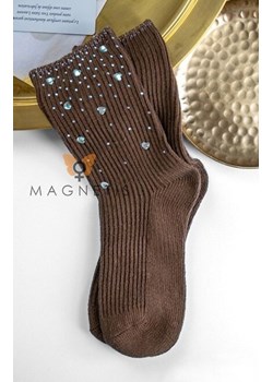 Bawełniane skarpety damskie brązowe QR-5018 Serduszka Dżety, Kolor brązowy, Rozmiar uniwersalny, Magnetis ze sklepu Intymna w kategorii Skarpetki damskie - zdjęcie 187626166