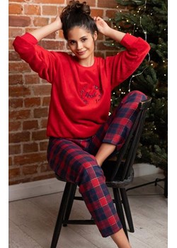 Dwuczęściowa polarowa piżama damska flanelowe spodnie Cordelia, Kolor czerwono-granatowy, Rozmiar S, SENSIS ze sklepu Intymna w kategorii Piżamy damskie - zdjęcie 187626186