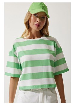 Happiness Istanbul Koszulka w kolorze biało-zielonym ze sklepu Limango Polska w kategorii Bluzki damskie - zdjęcie 187628496