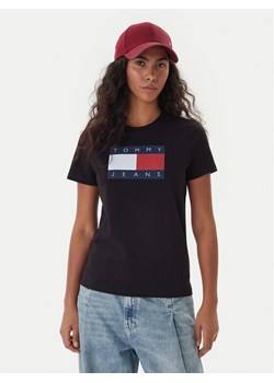 Tommy Jeans T-Shirt Flag DW0DW22562 Czarny Regular Fit ze sklepu MODIVO w kategorii Bluzki damskie - zdjęcie 187630158