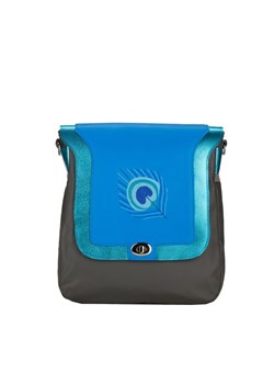 popielata torebka damska skórzana na ramię Pawie Pióro ze sklepu Słoń Torbalski w kategorii Listonoszki - zdjęcie 187630418