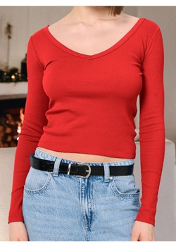 Sinsay - Koszulka z długimi rękawami - czerwony ze sklepu Sinsay w kategorii Bluzki damskie - zdjęcie 187630507