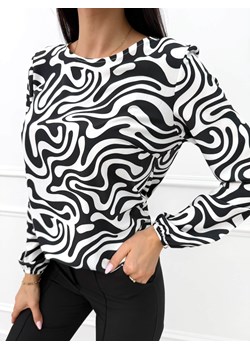 Biało-Czarna Bluzka ze Wzorem ze sklepu ModnaKiecka.pl w kategorii Bluzki damskie - zdjęcie 187630547