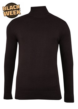 Golf Ciemny Brązowy, Elegancki Męski Ciemny Czekoladowy, 100% BAWEŁNA -Brave Soul SWBRSAW21HUMEbitterchocolate ze sklepu JegoSzafa.pl w kategorii Swetry męskie - zdjęcie 187630958