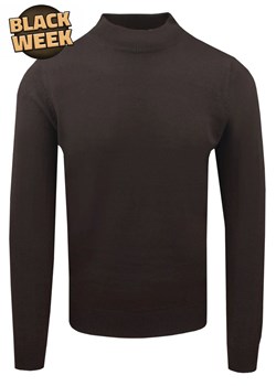 Klasyczny, Bawełniany Półgolf Męski - Brave Soul - Czekoladowy SWBRSAW25TURTLEbitterchocolade ze sklepu JegoSzafa.pl w kategorii Swetry męskie - zdjęcie 187630966