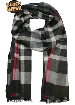 Lekki Szalik Wiosenno-Jesienny, Czarno-Popielaty w Kratę, Męski, Przejściowy -TEER SZATEER0217 ze sklepu JegoSzafa.pl w kategorii Szaliki męskie - zdjęcie 187630976