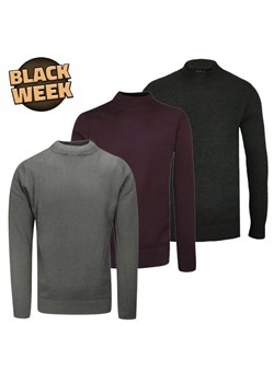 Zestaw 3 Półgolfów - Brave Soul - Grafit, Bordo, Popiel SWBRSTURTLEzestaw2 ze sklepu JegoSzafa.pl w kategorii Swetry męskie - zdjęcie 187630999