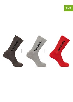 SALOMON Skarpety funkcyjne (3 pary) w kolorze beżowym, brązowym i czerwonym ze sklepu Limango Polska w kategorii Skarpetki męskie - zdjęcie 187631337