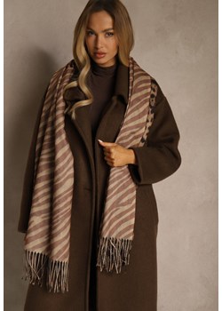 Brązowy Wiskozowy Szalik w Panterkę z Frędzlami Feriella ze sklepu renee.pl w kategorii Szaliki i chusty damskie - zdjęcie 187631376