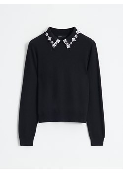 Mohito - Czarny sweter z kołnierzykiem - czarny ze sklepu Mohito w kategorii Swetry damskie - zdjęcie 187631476