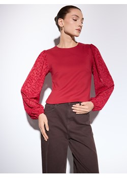 Mohito - Czerwona bluzka z ozdobnymi rękawami - czerwony ze sklepu Mohito w kategorii Bluzki damskie - zdjęcie 187631529