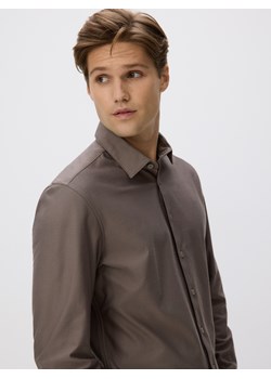 Reserved - Koszula slim fit z bawełną - beżowy ze sklepu Reserved w kategorii Koszule męskie - zdjęcie 187631615