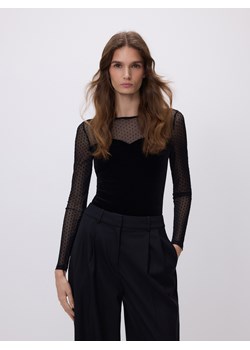Reserved - Body z siateczkowymi wstawkami - czarny ze sklepu Reserved w kategorii Body damskie - zdjęcie 187631646