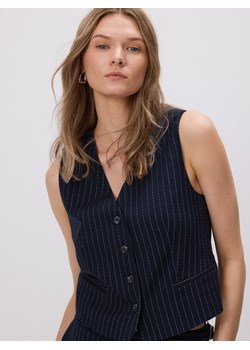 Reserved - Garniturowa kamizelka z wiskozą - granatowy ze sklepu Reserved w kategorii Kamizelki damskie - zdjęcie 187631669
