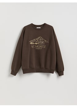 Reserved - Bluza z haftem - ciemnobrązowy ze sklepu Reserved w kategorii Bluzy damskie - zdjęcie 187632257