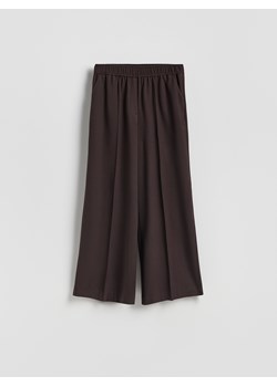 Reserved - Spodnie wide leg z kantem - ciemnobrązowy ze sklepu Reserved w kategorii Spodnie damskie - zdjęcie 187632278
