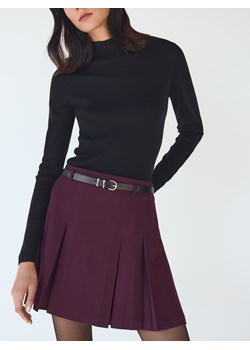 Reserved - Plisowana spódnica z paskiem - bordowy ze sklepu Reserved w kategorii Spódnice - zdjęcie 187632928