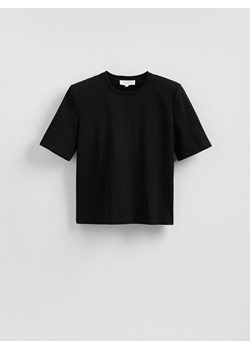 Reserved - T-shirt z poduszkami na ramionach - czarny ze sklepu Reserved w kategorii Bluzki damskie - zdjęcie 187633029