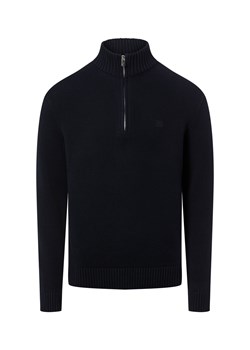 Nils Sundström Męski sweter z dzianiny Mężczyźni Bawełna granatowy jednolity ze sklepu vangraaf w kategorii Swetry męskie - zdjęcie 187633757