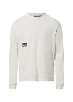 Napapijri Męska koszula z długim rękawem - Lodestar Mężczyźni Bawełna écru nadruk ze sklepu vangraaf w kategorii T-shirty męskie - zdjęcie 187633785