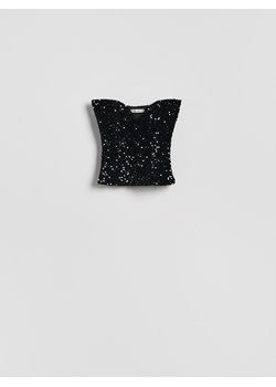Reserved - Cekinowy top - czarny ze sklepu Reserved w kategorii Bluzki damskie - zdjęcie 187634186